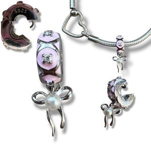 Coquette Bow Pastel Softcore Safety Clip S925 Pandora Moments Compatible